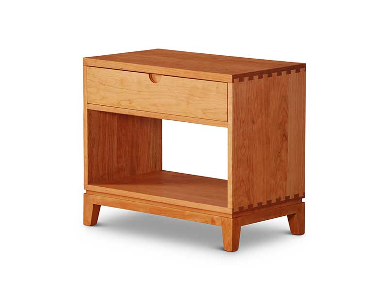 Dovetail-Nightstand One Drawer Nightstand on Harrison Base in Cherry