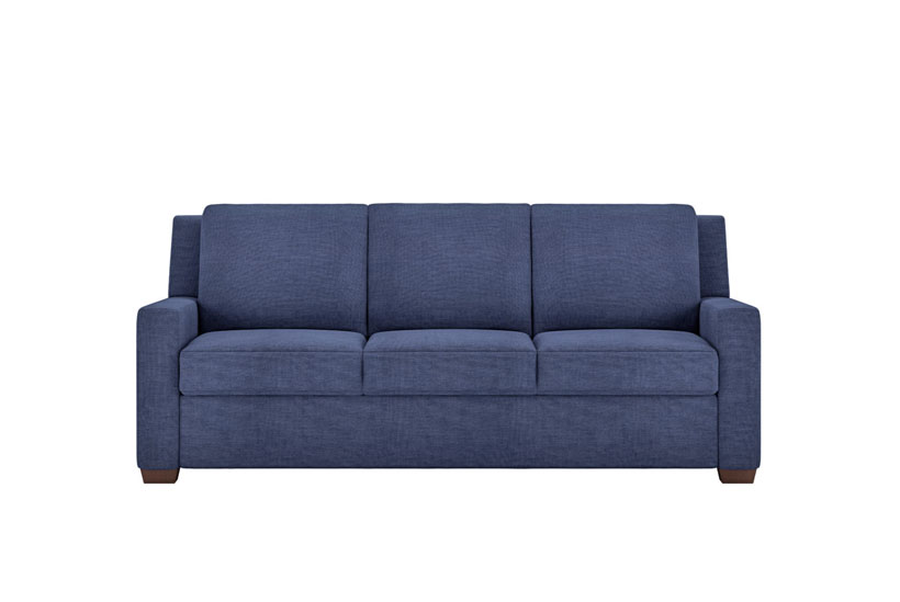 Lyons Queen Plus Comfort Sleeper Crypton® Atlas Navy Fabric with Acorn Finish Legs