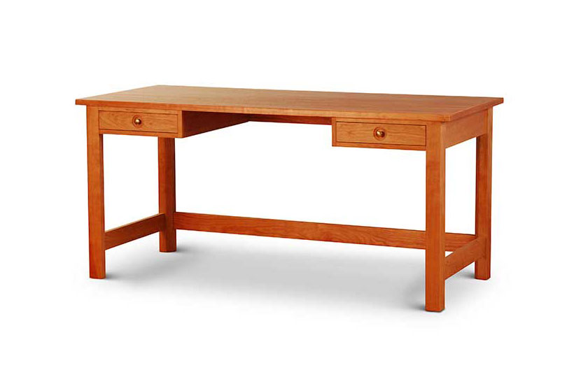 Prairie Desk in cherry with one drawer on right and one drawer on left and open center