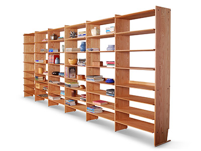 Bookcase-wall-red-oakdecorated-400x300 Red Oak New Directions Bookcase Wall