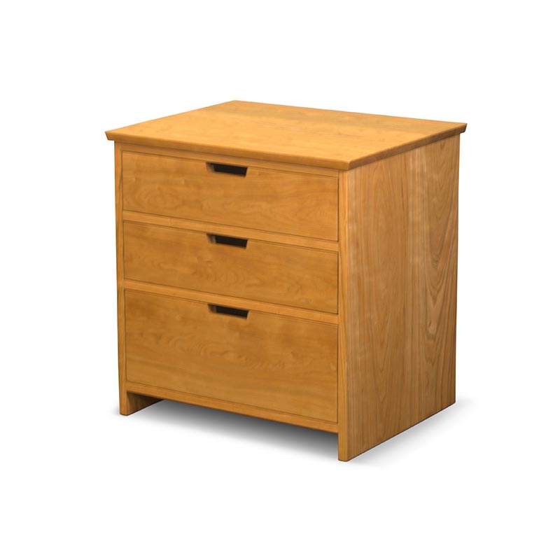 Three Drawer Side Cabinet With Finger Pull Three Drawer Nightstand in Cherry