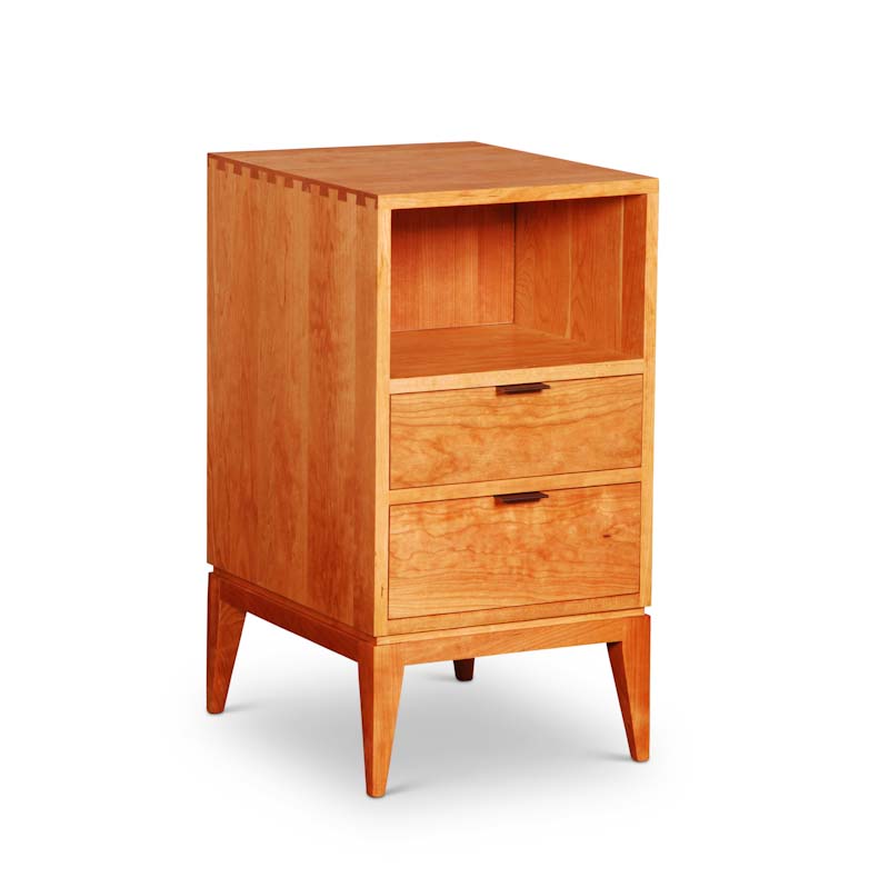 Dovetail Nightstand Two Drawers-8C-SQR Dovetailed Nightstand with two drawers in cherry