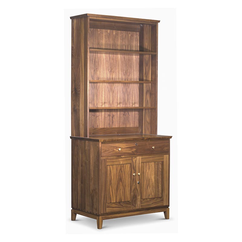 Server with hutch in Walnut Walnut Server and Hutch
