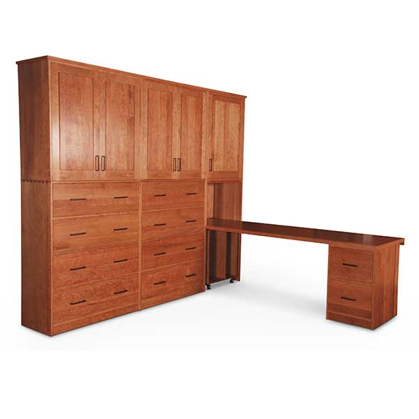 File-Cabinet-Wall-With-Desk-600 Filing Cabinets and Desk in Cherry