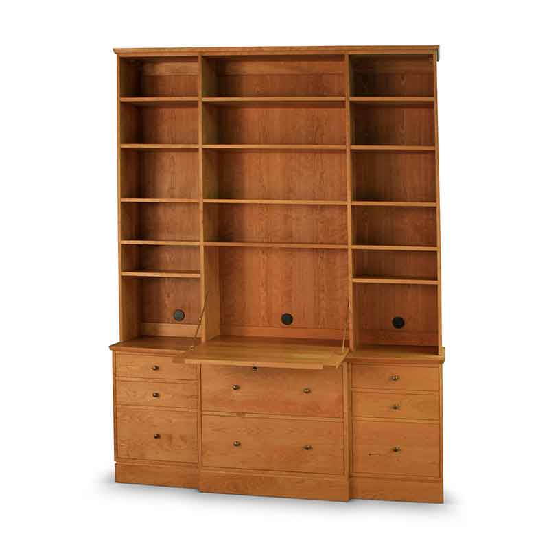 Bookcase-Cabinet-With-Dropfront-DesK Bookcase Cabinet with Drop Front Desk in Cherry