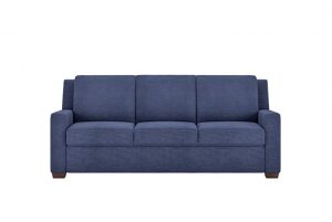 Lyons Queen Plus Comfort Sleeper Crypton® Atlas Navy Fabric with Acorn Finish Legs