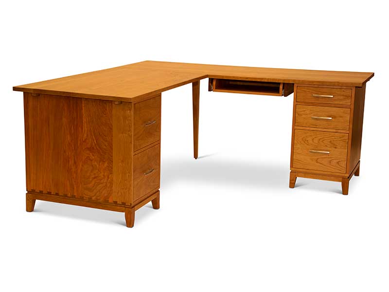 Pedestal-Workstation-Cherry Pedestal Desk With Return in Cherry