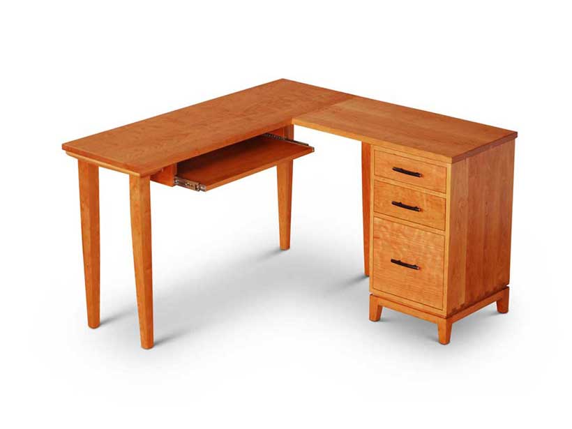 Single-Pedestal-Corner-Desk Corner Desk in cherry