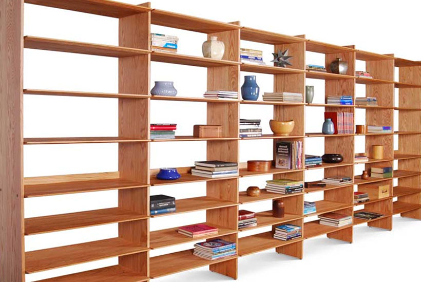 New Directions Bookcase Wall in Red Oak